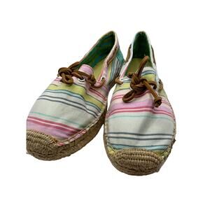Sperry Katama Top Sider Womens Size 9.5 Green Blue Pink Stripped Espadrilles